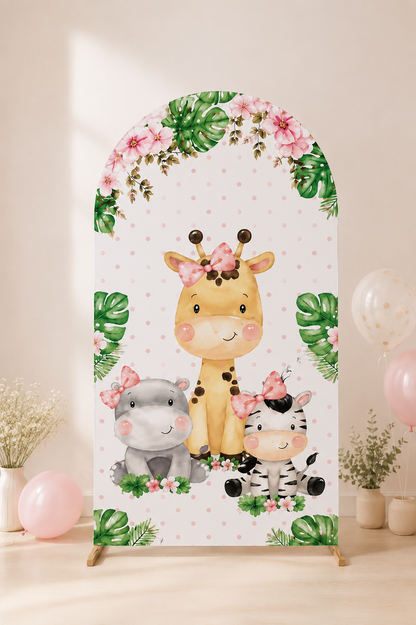 Toile de fond anniversaire | Safari fille
