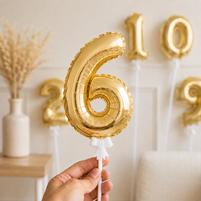 5Inch Gold Foil Number Balloons for Cake Decorations Mini Cupcake Topper Wedding Birthday Party Photo Props Supplies Number 0-9