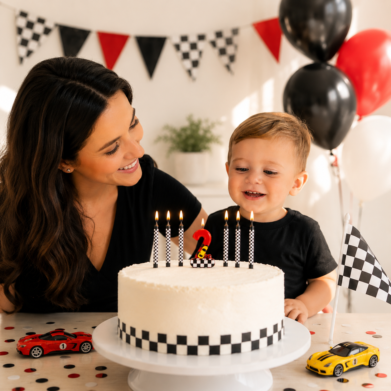Bougie anniversaire / voitures de course
