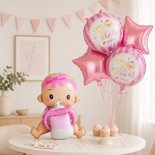 Ballons Baby Shower Fille | Décoration Bébé Rose