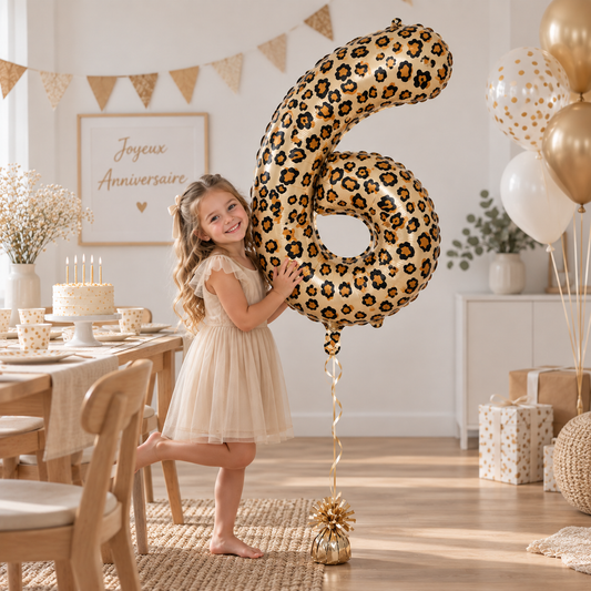 Ballon chiffre léopard | 32 pouces