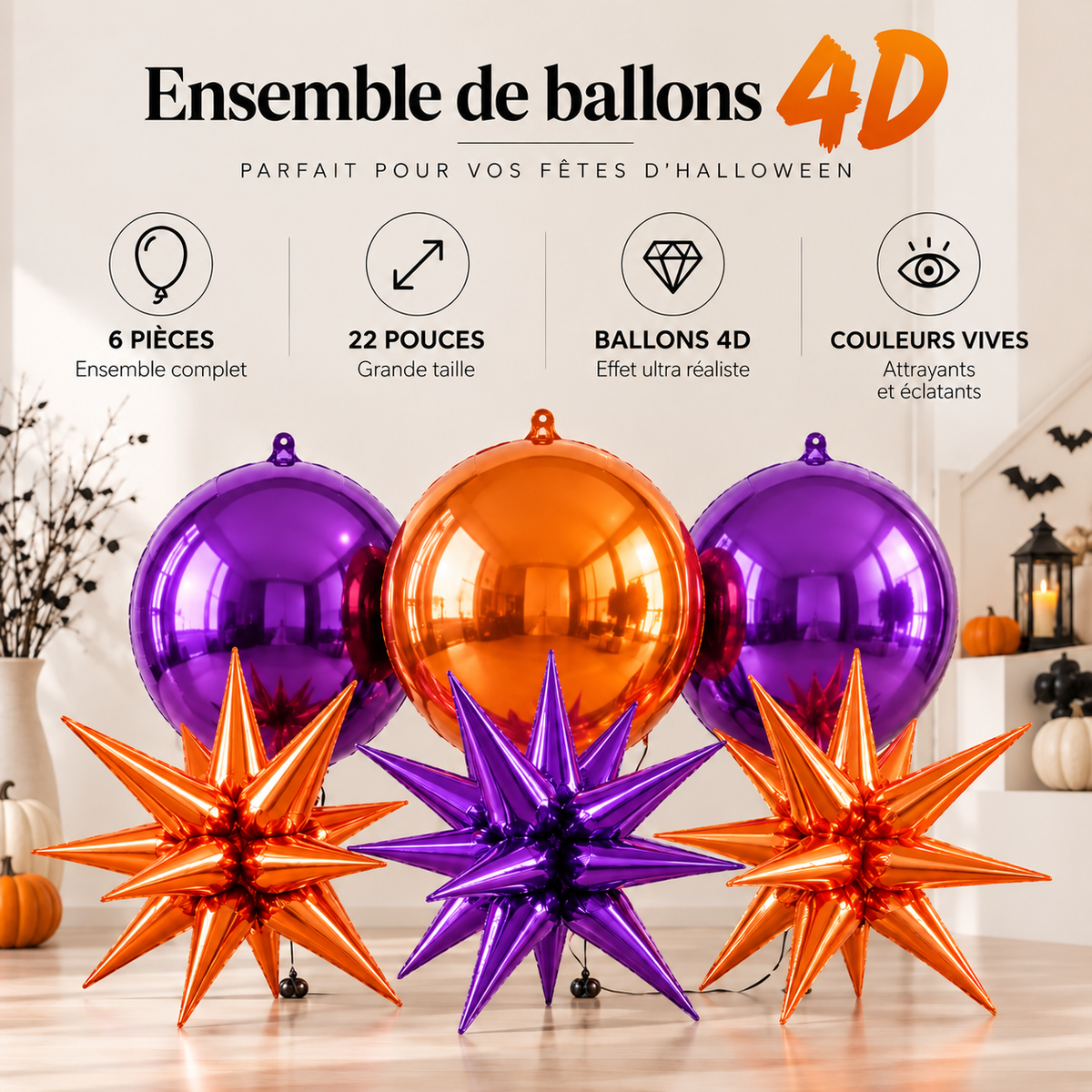 Ensemble Ballons Halloween 4D | 22 pouces
