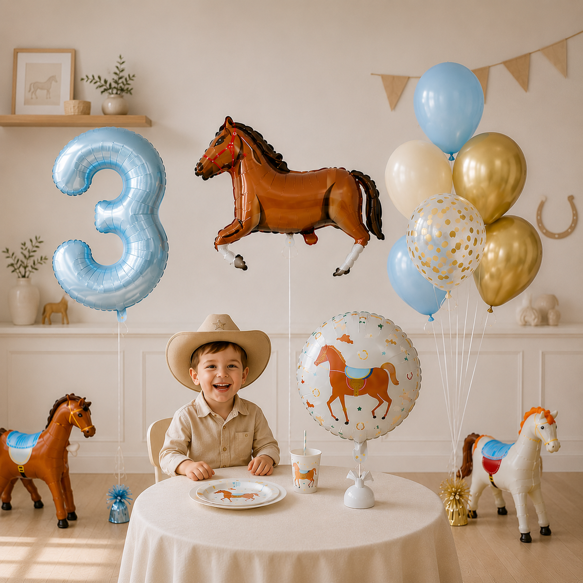 Ballon Chiffre | Décoration Anniversaire Cheval | 13 Pièces