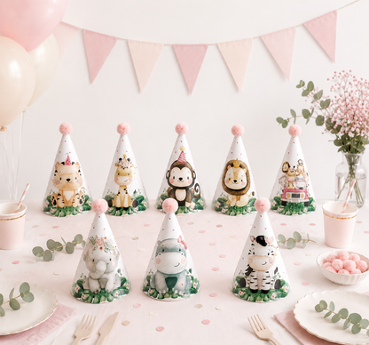 Chapeau de fete | Safari Rose | lot de 8