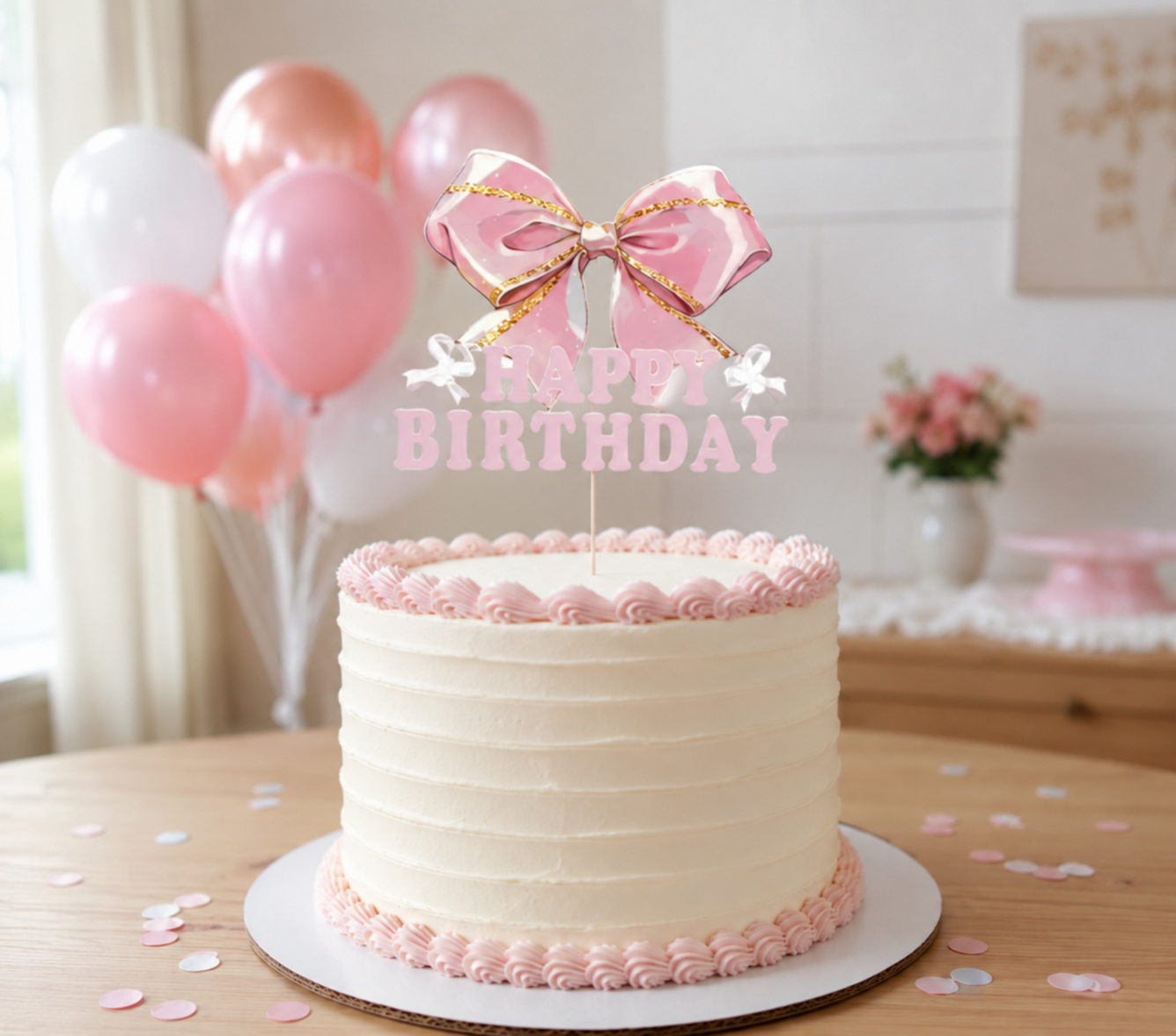 Pink Bow Disposable Cake Stand Theme Birthday Party Decoration Girl for Coquette Birthday Bridal Party Supplies Cake Decorations