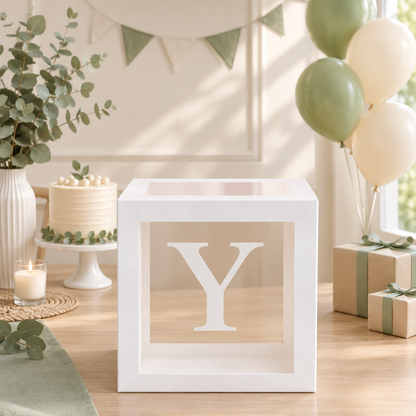Boîte Anniversaire Transparente | Lettre Personnalisable | 25 cm