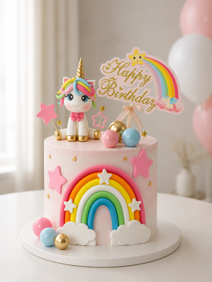 Topper gateau | Licorne Arc-en-ciel