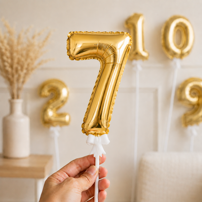 5Inch Gold Foil Number Balloons for Cake Decorations Mini Cupcake Topper Wedding Birthday Party Photo Props Supplies Number 0-9