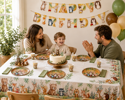 Jungle Theme Party Decor Supply Disposable Tableware Plate Banner Forest Animal Fox Hedgehog Balloon Baby Shower Kid Birthday