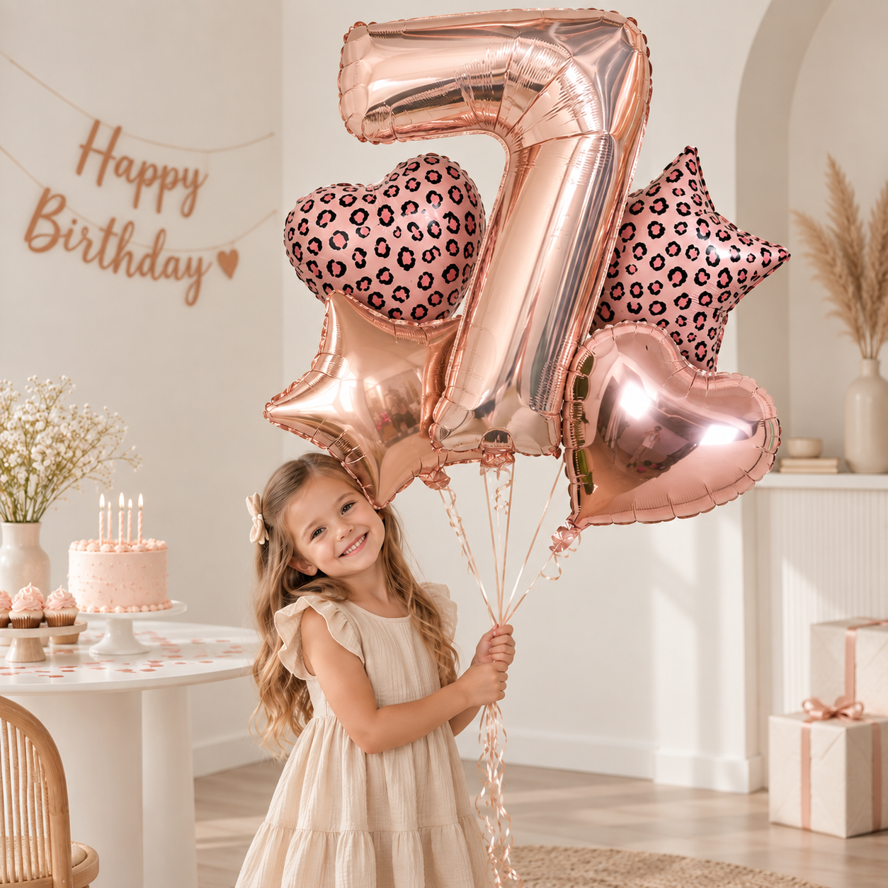 Ballon Chiffre Léopard Rose Gold | Lot de 5 Pièces