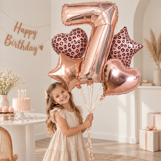 Ballon Chiffre Léopard Rose Gold | Lot de 5 Pièces