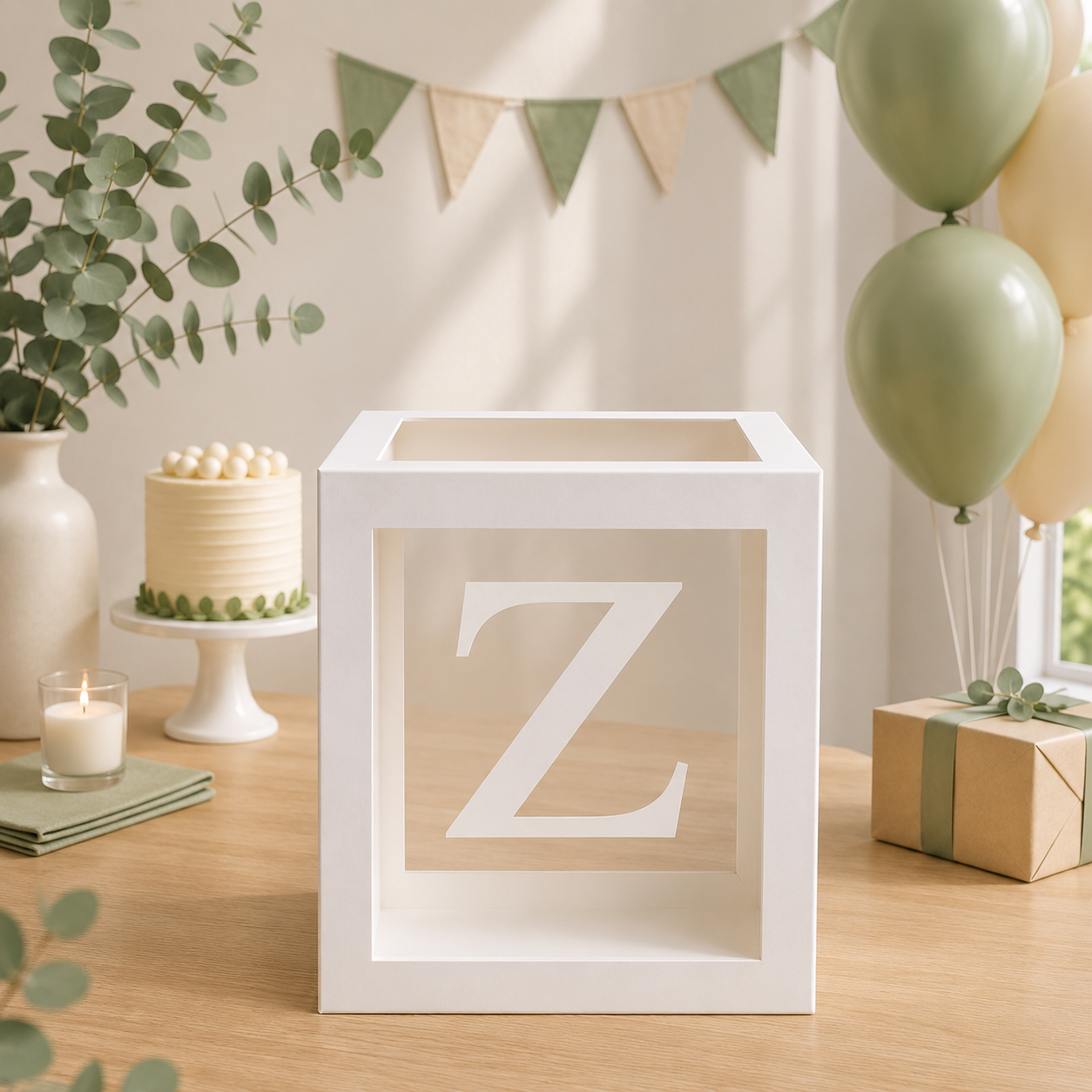 Boîte Anniversaire Transparente | Lettre Personnalisable | 25 cm