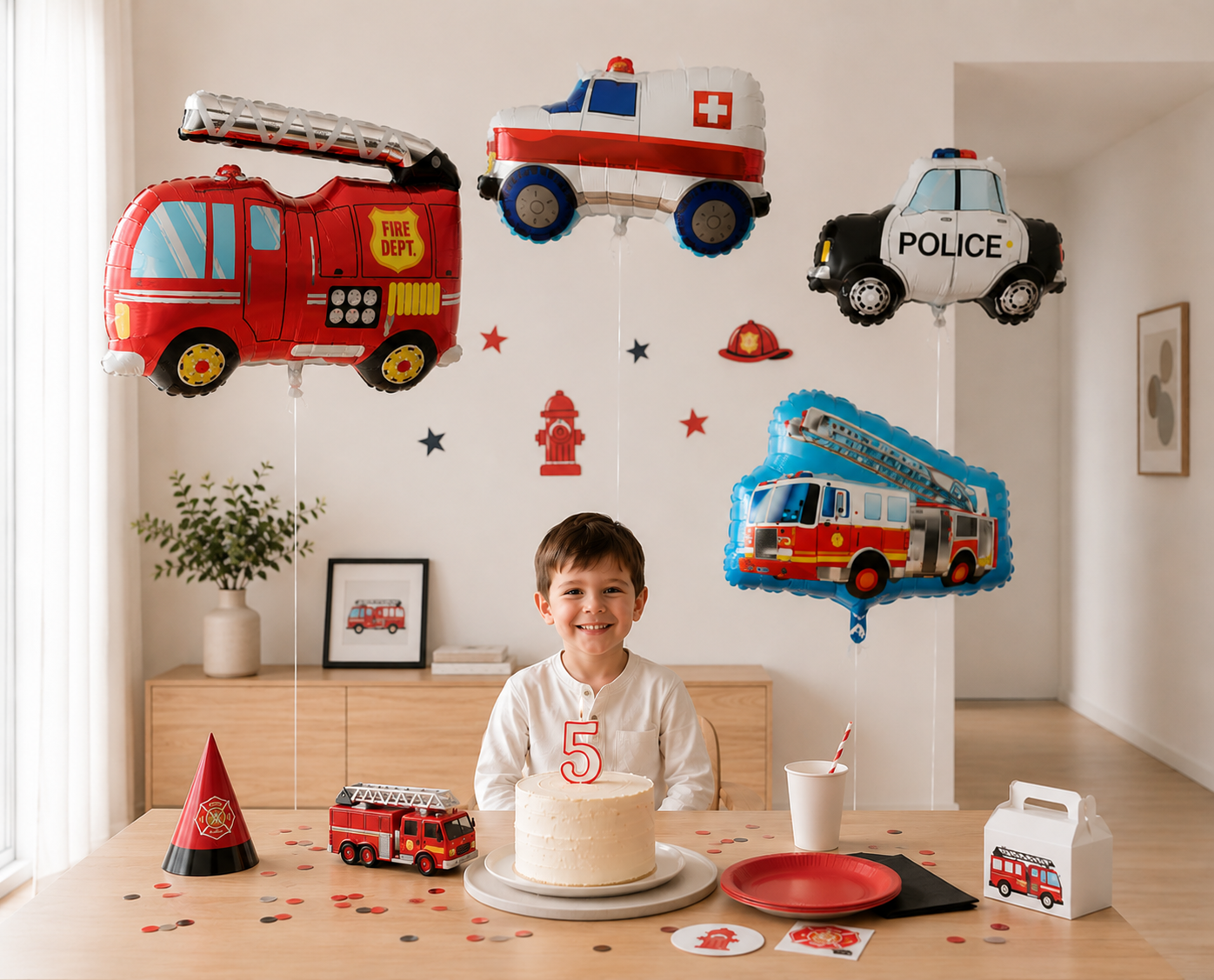 Ballon anniversaire | Camion pompier | Police | Ambulance