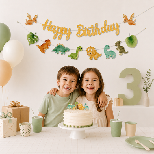 Banderole joyeux anniversaire | Dinosaure