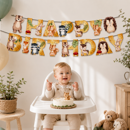 Jungle Theme Party Decor Supply Disposable Tableware Plate Banner Forest Animal Fox Hedgehog Balloon Baby Shower Kid Birthday