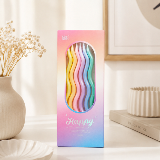 Bougies Anniversaire Pastel Ondulées | Lot de 6