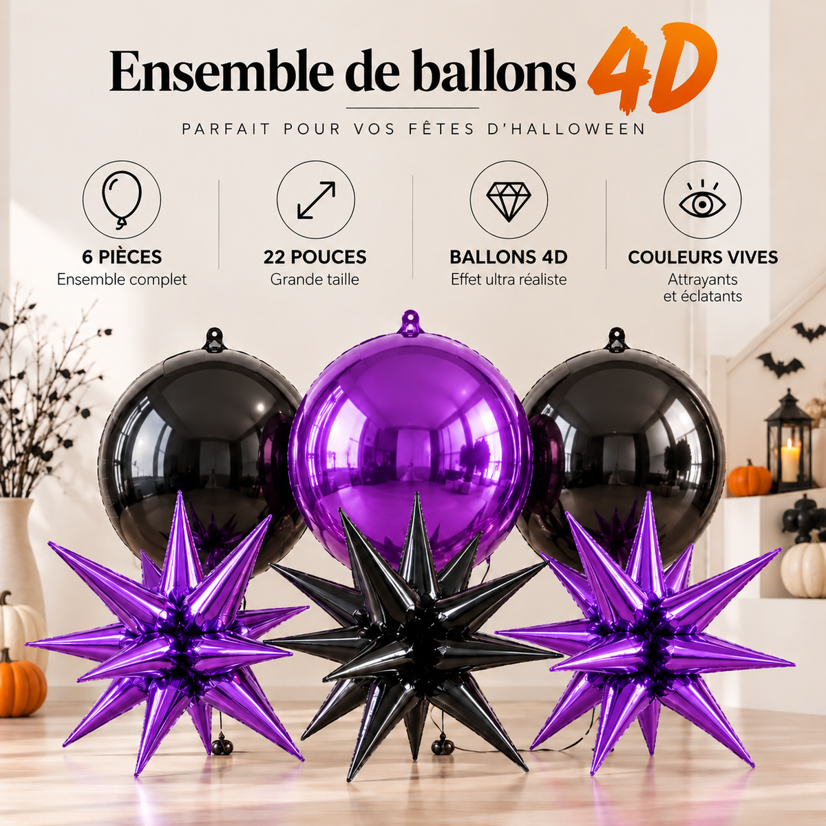 Ensemble Ballons Halloween 4D | 22 pouces