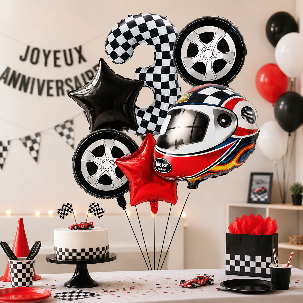 Ballons anniversaire | Thème Casque de Moto | 6 pièces