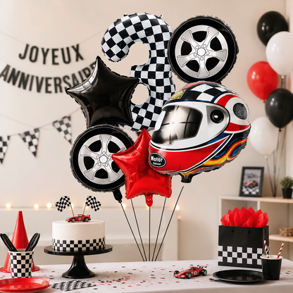 Ballons anniversaire | Thème Casque de Moto | 6 pièces
