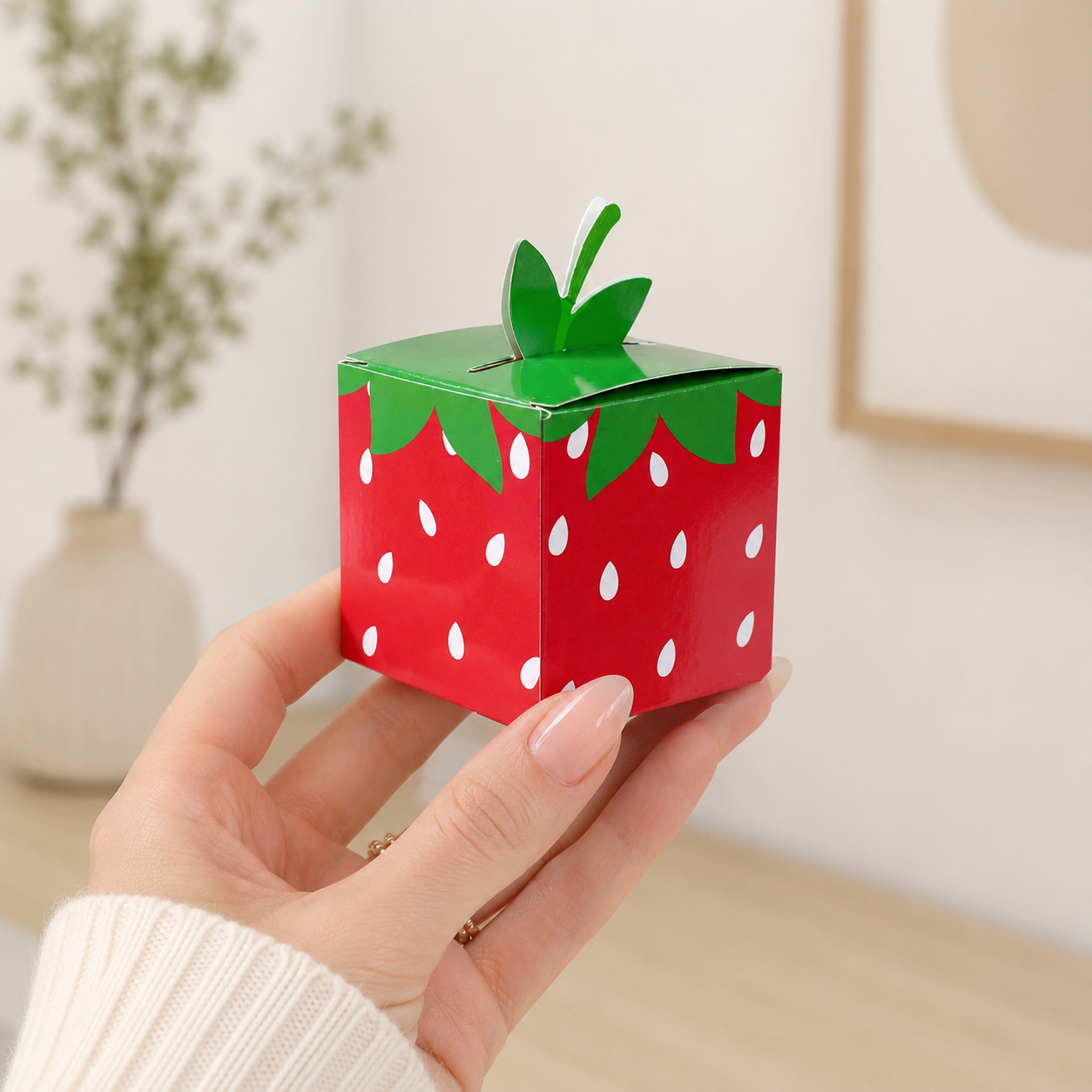 10Pcs Sweet Fruit Strawberry Theme Paper Cookie Candy Box Gift Packing Boxes for Kids Birthday Baby Shower Wedding Party Decor