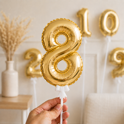 5Inch Gold Foil Number Balloons for Cake Decorations Mini Cupcake Topper Wedding Birthday Party Photo Props Supplies Number 0-9