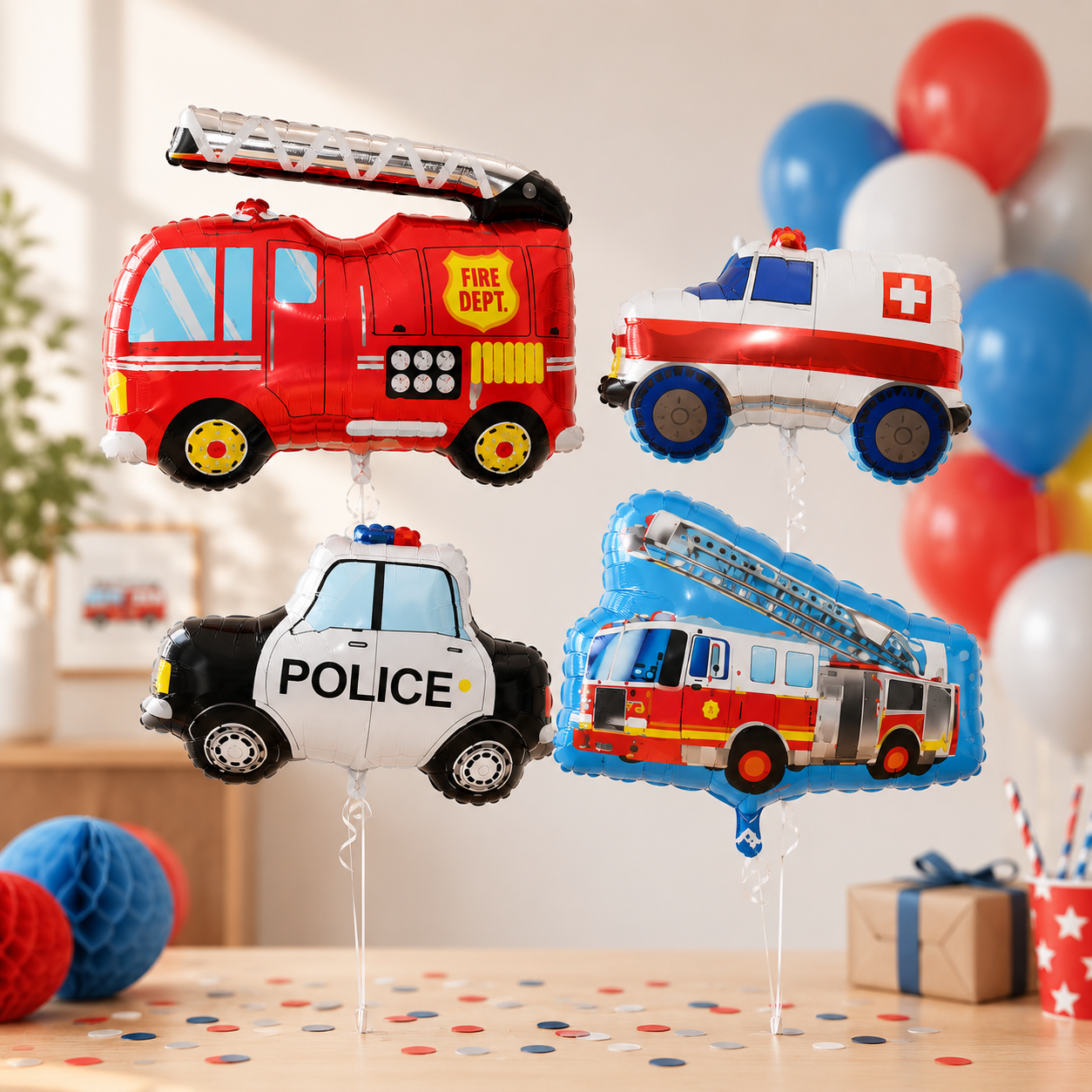 Ballon anniversaire | Camion pompier | Police | Ambulance