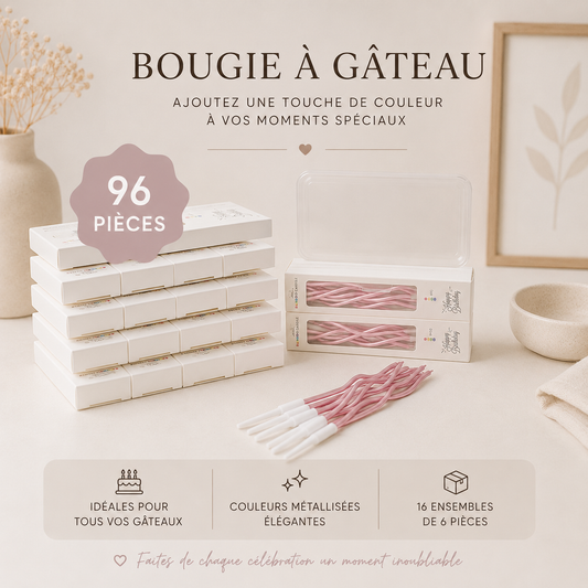 Bougies Anniversaire Spirales Métallisées | lot de 96