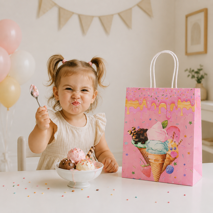 Sac en Papier Cadeau Glace Rose | Lots de 10, 20 ou 30 Pièces