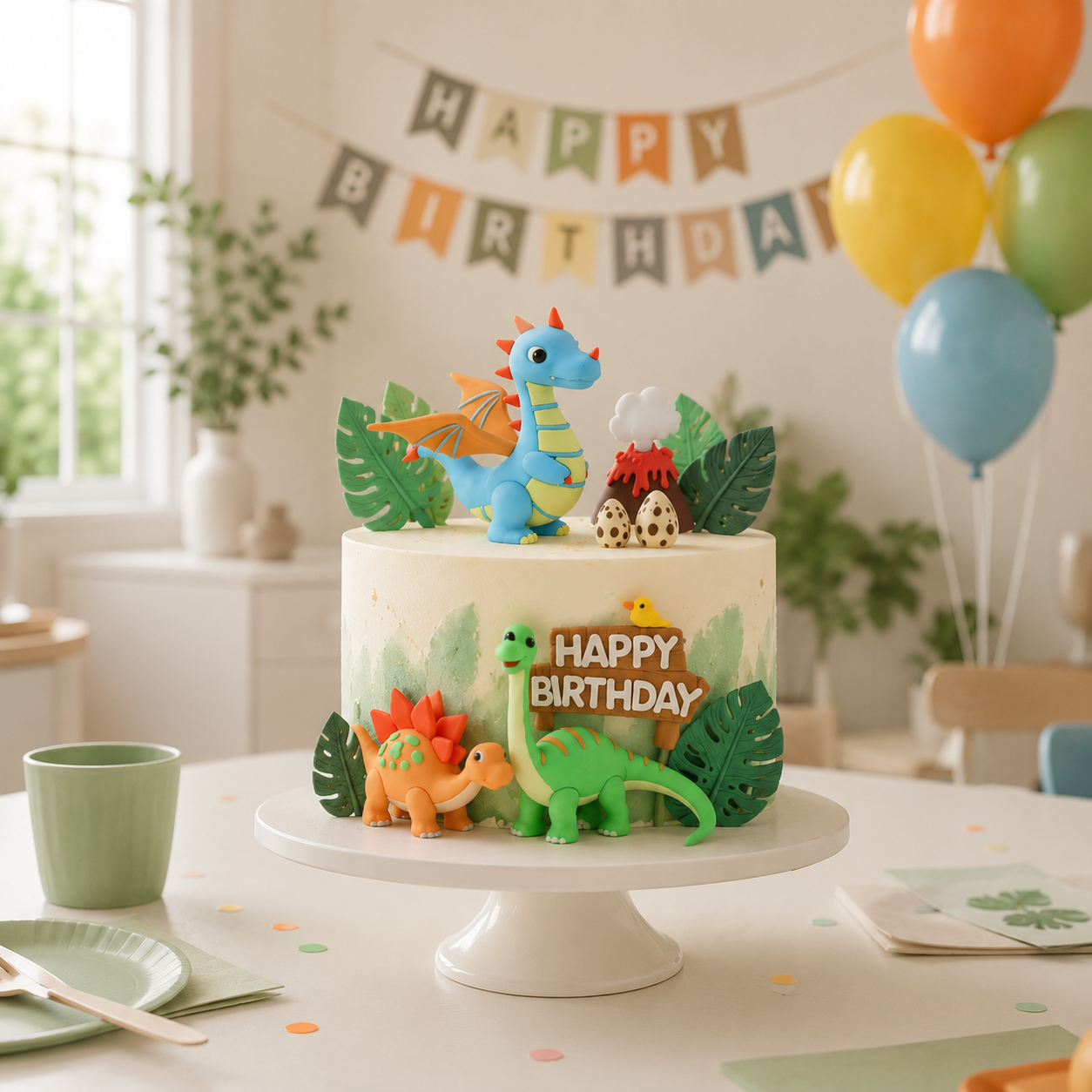 Cake topper | Dinosaure Volcan