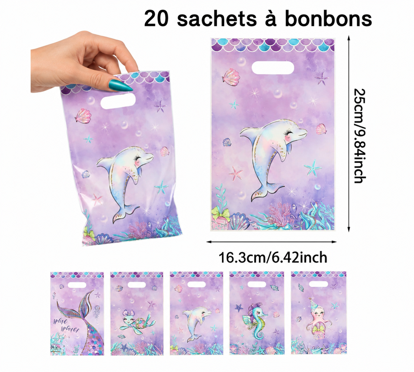 Sac cadeau anniversaire | Sirène Aquatique | lot de 20