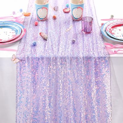Glitter Iridescent Sequin Table Runner,Soft Wedding Dining Table Decoration For Bridal Baby Shower Girl Birthday Wedding Party