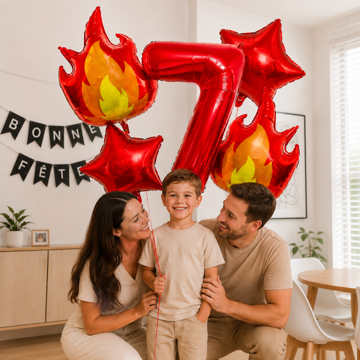 Ballons anniversaire | Chiffre rouge | Flamme