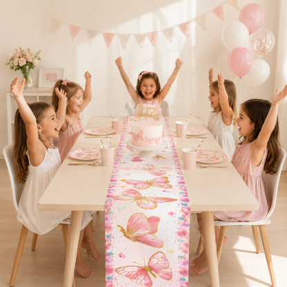 180x35cm Purple Butterfly Table Runner For Birthday Party Decor Wedding Birthday Party Supplies Home Holiday Table Decor