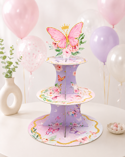 Presentoir cupcake | 3 niveaux papillons
