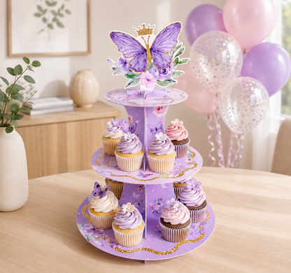 Presentoir cupcake | 3 niveaux papillons