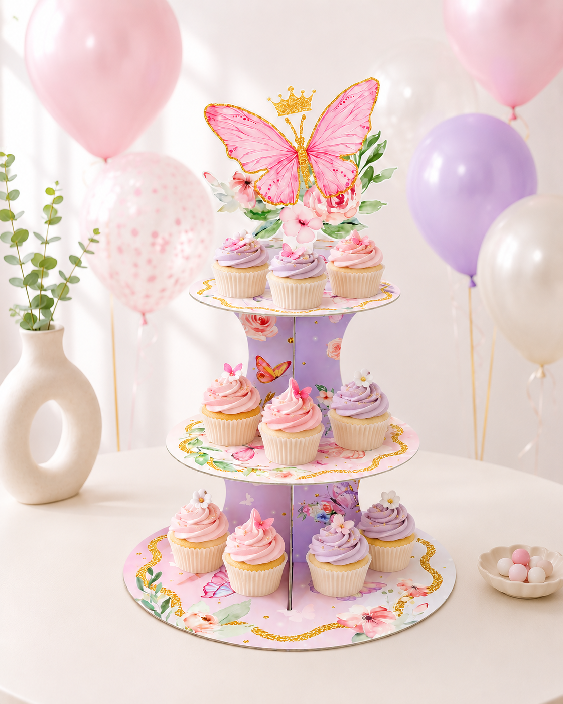 Presentoir cupcake | 3 niveaux papillons
