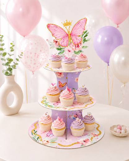 Presentoir cupcake | 3 niveaux papillons