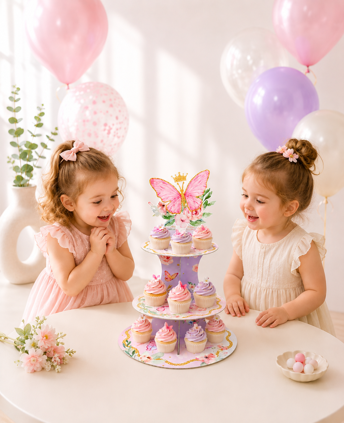 Presentoir cupcake | 3 niveaux papillons