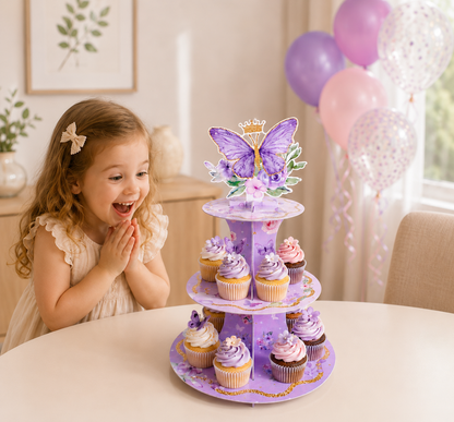Presentoir cupcake | 3 niveaux papillons
