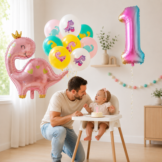 Pink Dinosaur Birthday Party Decorations Tableware Cup Plate Napkin 3D Dinosaur Balloon for Baby ShowerParty Supplies Favors