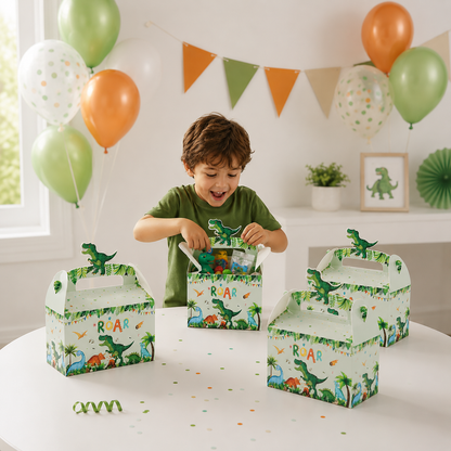 Dinosaur Party Favor Boxes Roar Jungle Theme Candy Paper Treat Bags for Kids Boys Birthday Baby Shower Packaging Supplies