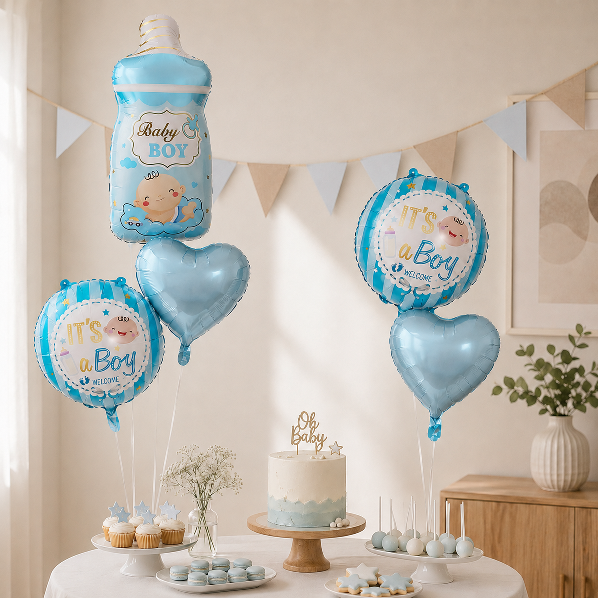 Ballons Baby Shower Garçon | Décoration Bébé Bleu