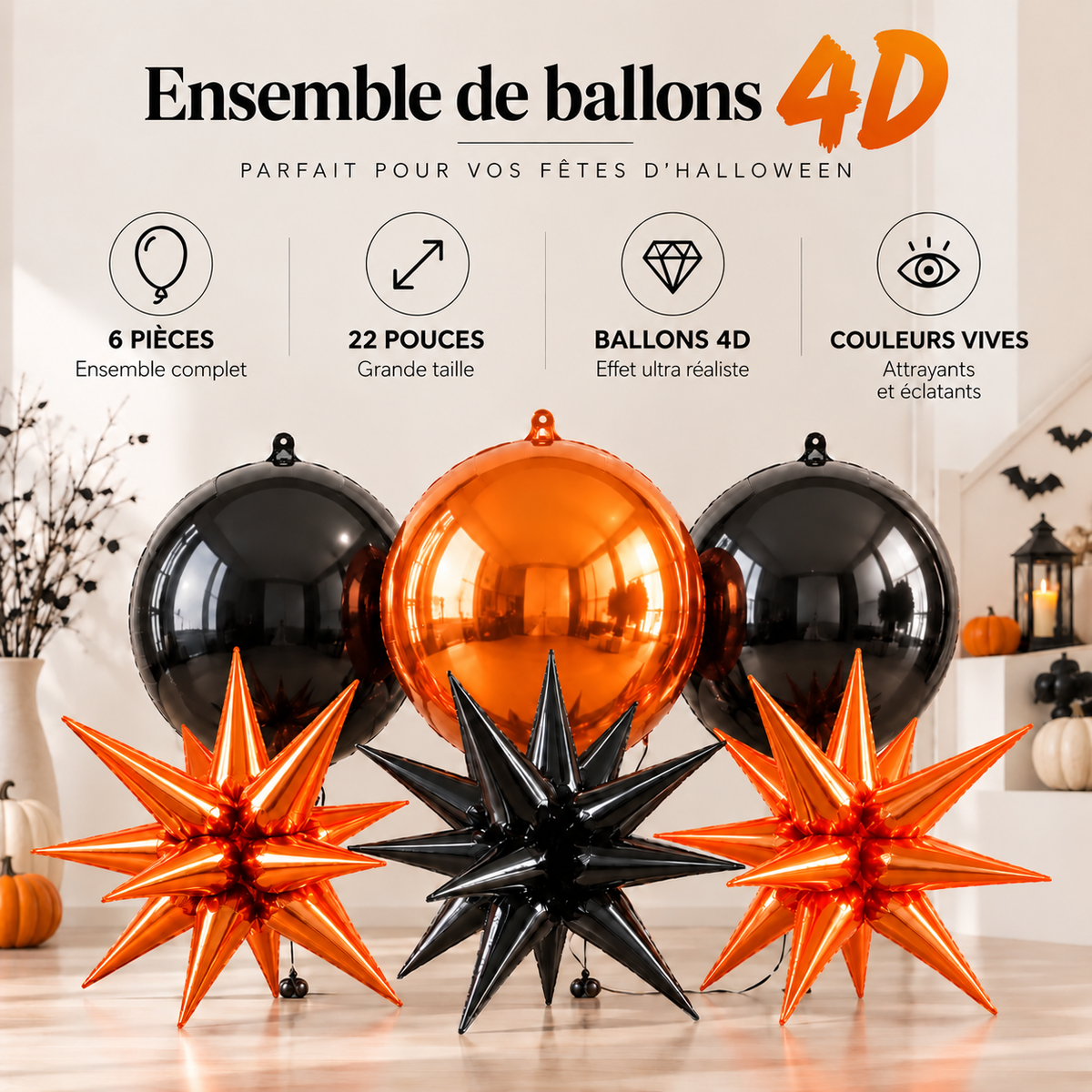 Ensemble Ballons Halloween 4D | 22 pouces
