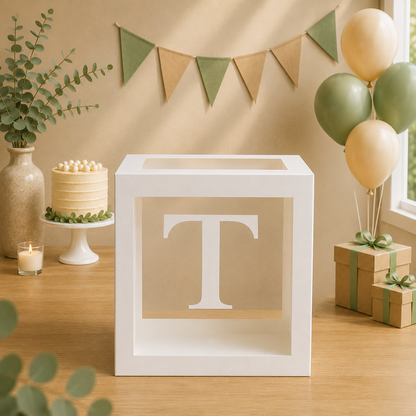 Boîte Anniversaire Transparente | Lettre Personnalisable | 25 cm