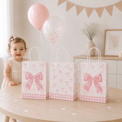 Sac Cadeau Anniversaire Nœud Rose | Lots de 10, 20 ou 30 Pièces