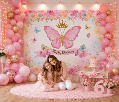 Toile de fond anniversaire | Papillons Féeriques