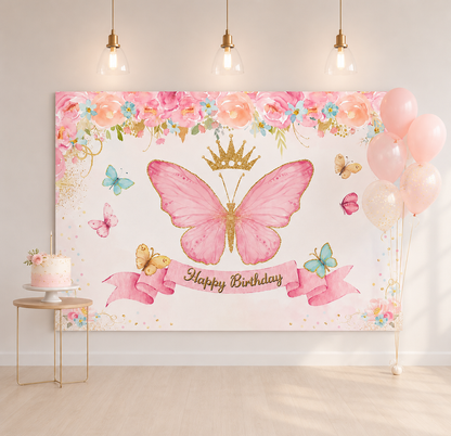 Toile de fond anniversaire | Papillons Féeriques