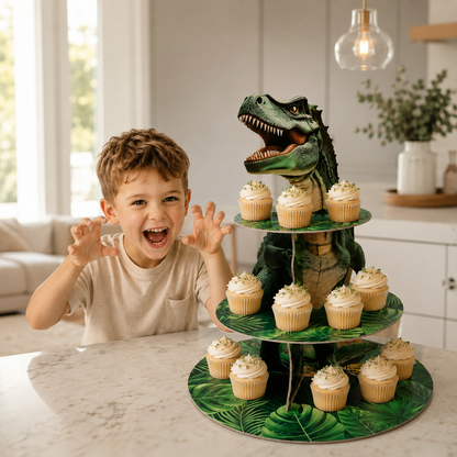 Support Gateau Dinosaure 3 Étages | Présentoir Cupcakes