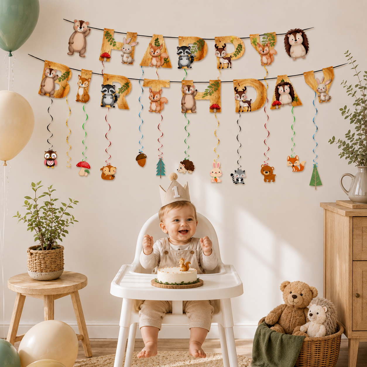 Jungle Theme Party Decor Supply Disposable Tableware Plate Banner Forest Animal Fox Hedgehog Balloon Baby Shower Kid Birthday