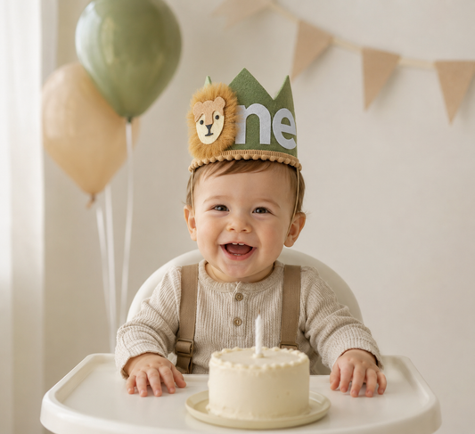 1Pc,Jungle Safari 1st Birthday Crown - Lion First Birthday Hat, Wild One Birthday Decoration, Safari 1st Birthday Decor